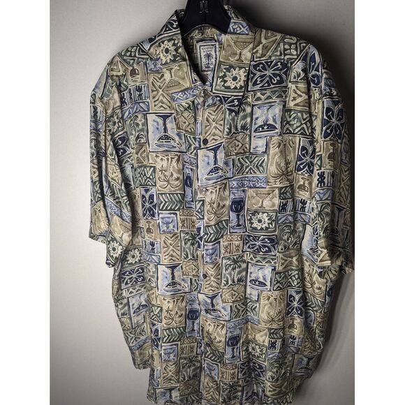 Roundtree & Yorke Other - Roundtree & Yorke Mens Short Sleeve Button Down‎ Shirt Large Cocktail Martini